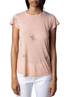 Zadig & Voltaire Strass Star Linen Blend T-Shirt