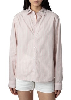 Zadig & Voltaire Sydna Raye Cool Cat Stripe Cotton Button-Up Shirt