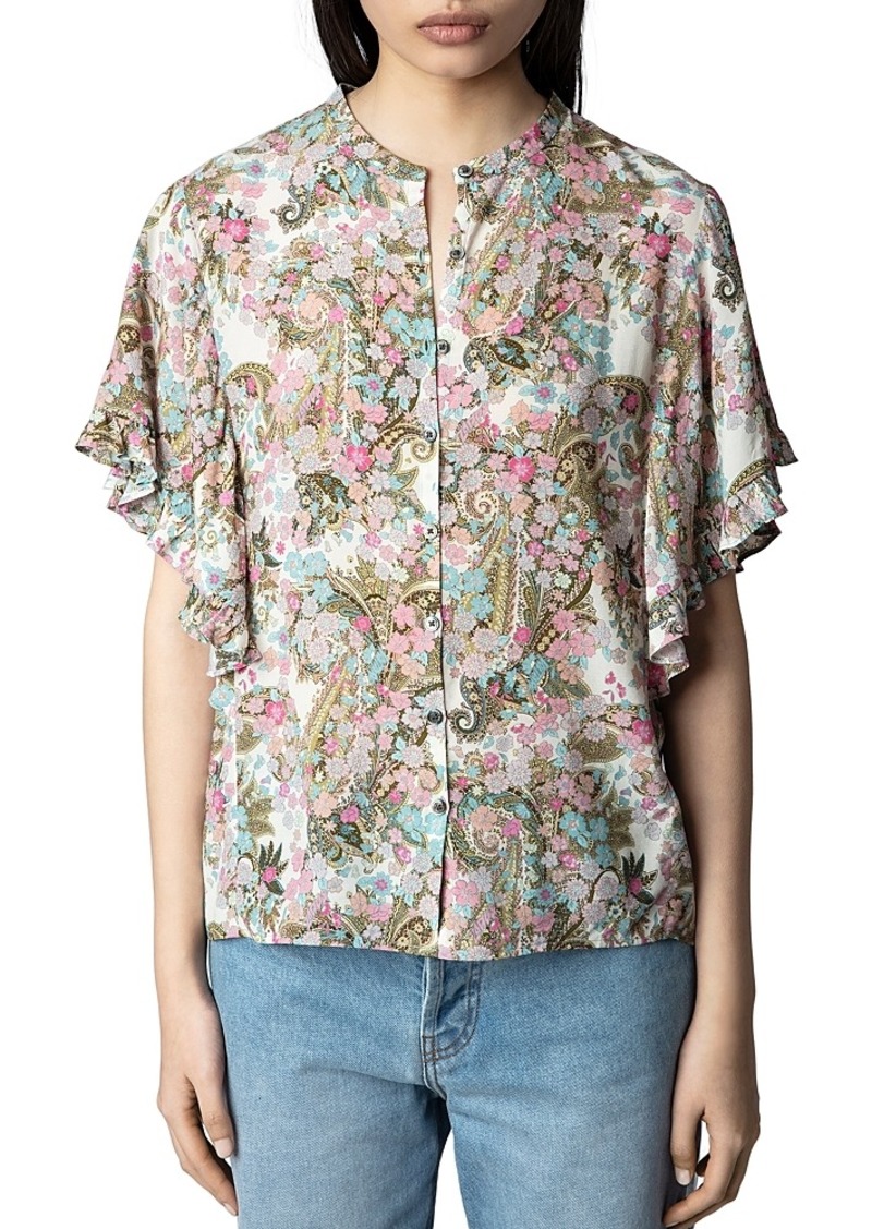 Zadig & Voltaire Tafi Flutter Sleeve Blouse