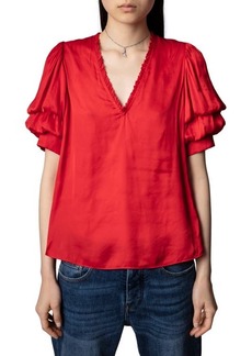 Zadig & Voltaire Taste Satin Blouse in Coquelicot at Nordstrom