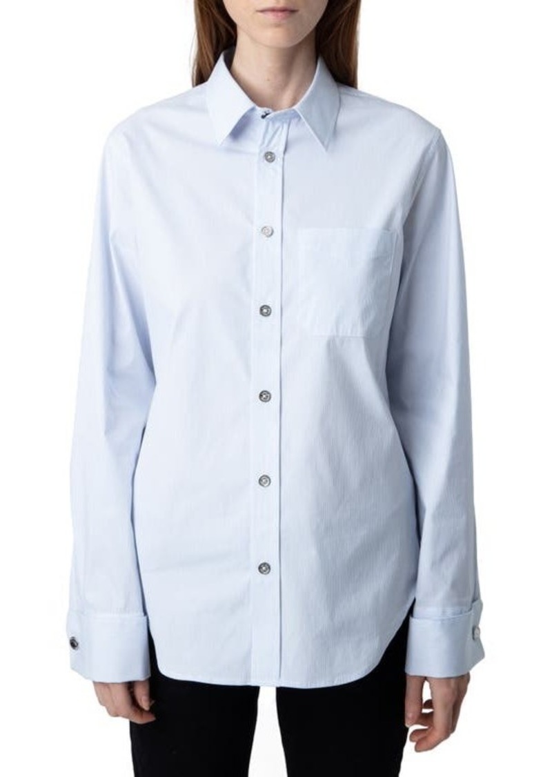 Zadig & Voltaire Taszika French Cuff Cotton Blend Button-Up Shirt