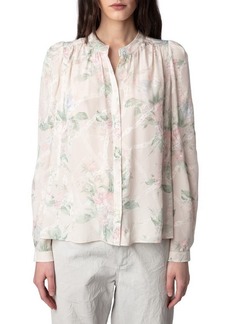 Zadig & Voltaire Tchin Floral Silk Satin Button-Up Shirt