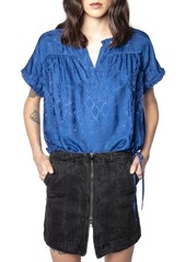 Zadig & Voltaire Terson Snake Jacquard Blouse in Bleu De Chine at Nordstrom
