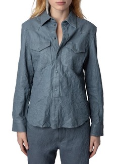 Zadig & Voltaire Thelma Cuir Froisse Leather Shirt