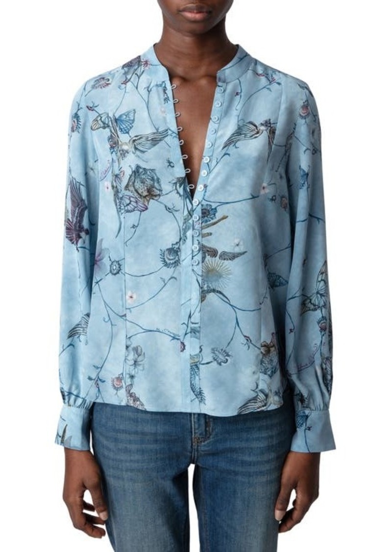 Zadig & Voltaire Twina Long Sleeve Silk Button-Up Shirt