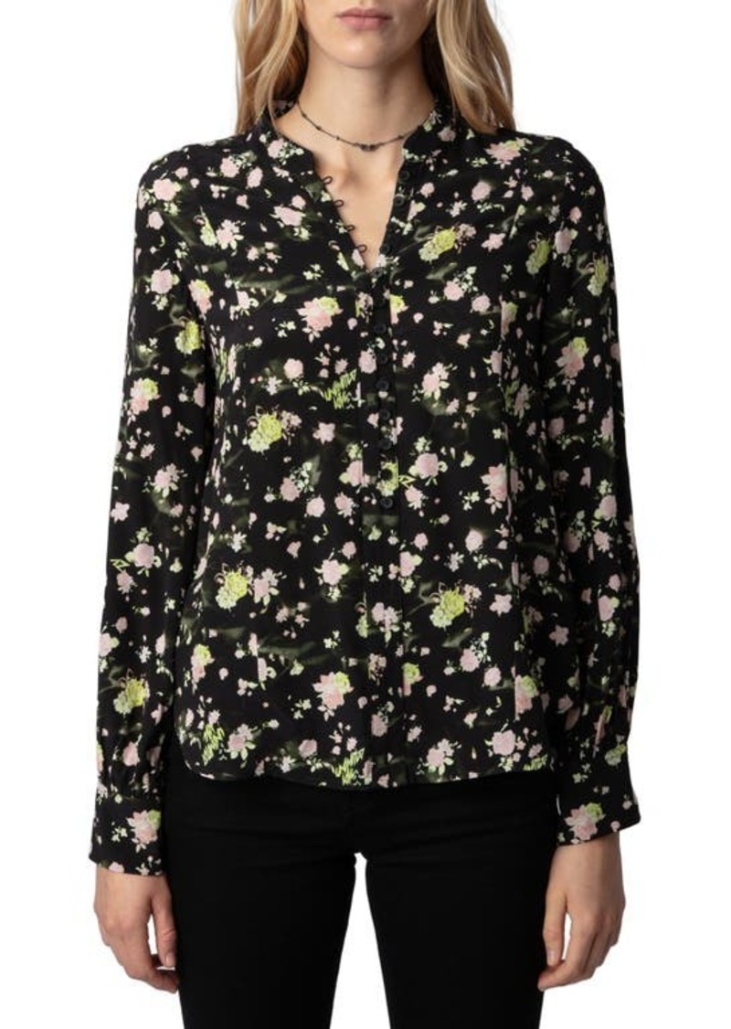 Zadig & Voltaire Twina Rose Print Button-Up Shirt