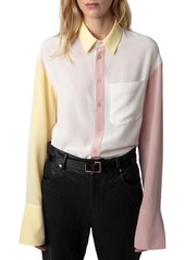 Zadig & Voltaire Tyrone Colorblock Silk Crêpe de Chine Button-Up Shirt