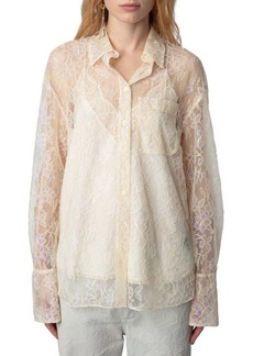 Zadig & Voltaire Tyrone Sheer Lace Button-Up Shirt