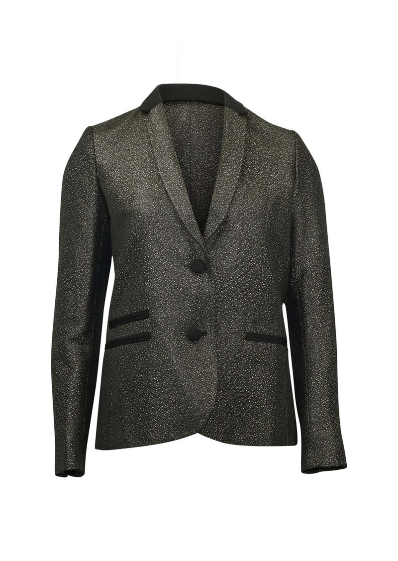 Zadig & Voltaire Vedax Dore Structured Metallic Blazer in Black Acrylic