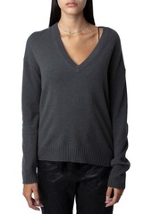 Zadig & Voltaire Vivi Patch Cashmere V-Neck Sweater