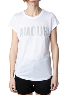 Zadig & Voltaire Woop Beaded Amour Cotton Blend Graphic T-Shirt