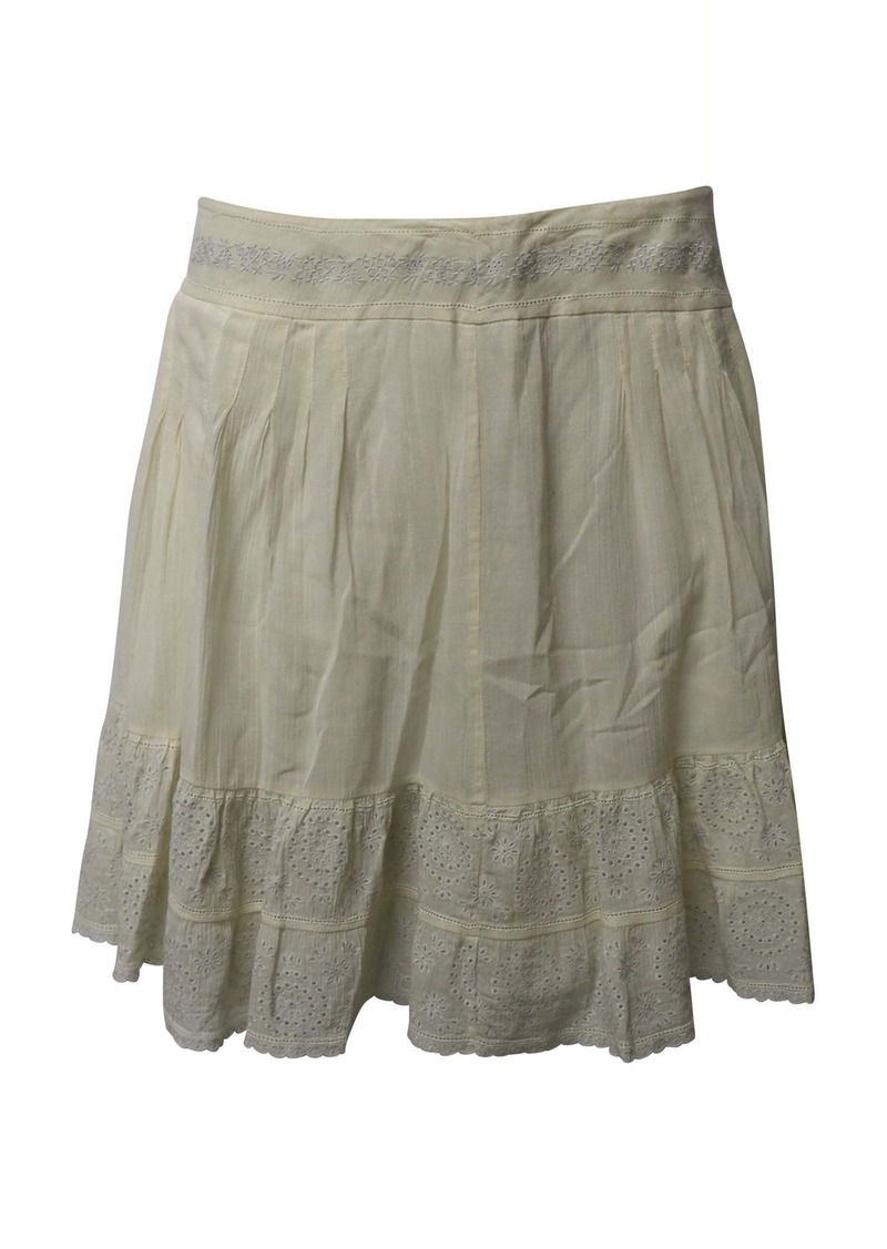 Zadig & Voltaire Zadig and Voltaire Jussie Embroidered Hem Skirt in Cream Cotton