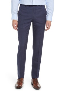 Zanella Parker Flat Front Check Wool Pants in Blue at Nordstrom