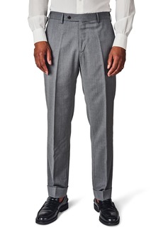 Zanella Parker Flat Front Solid Stretch Wool Trousers in Light Grey at Nordstrom