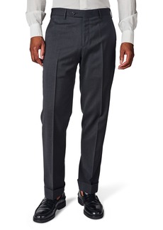Zanella Parker Flat Front Solid Stretch Wool Trousers in Dark Grey at Nordstrom