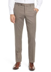 Zanella Parker Flat Front Textured Wool Trousers in Tan at Nordstrom