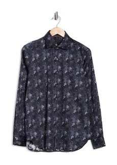 Zanella Abstract Print Long Sleeve Tailored Fit Shirt in Black at Nordstrom Rack