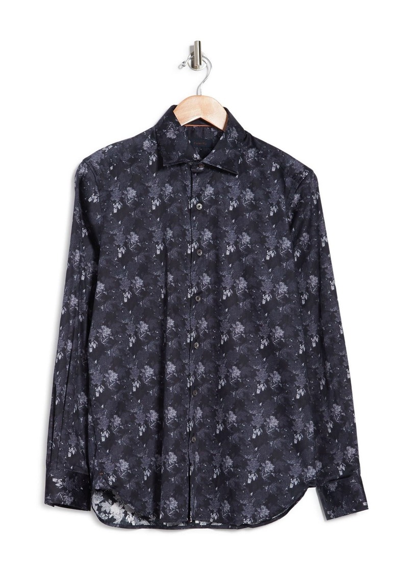 Zanella Tailored Fit Abstract Button-Up Shirt in Black at Nordstrom Rack