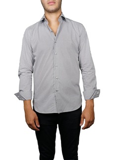 Zanella Jacquard Print Long Sleeve Tailored Fit Shirt in Grey at Nordstrom Rack