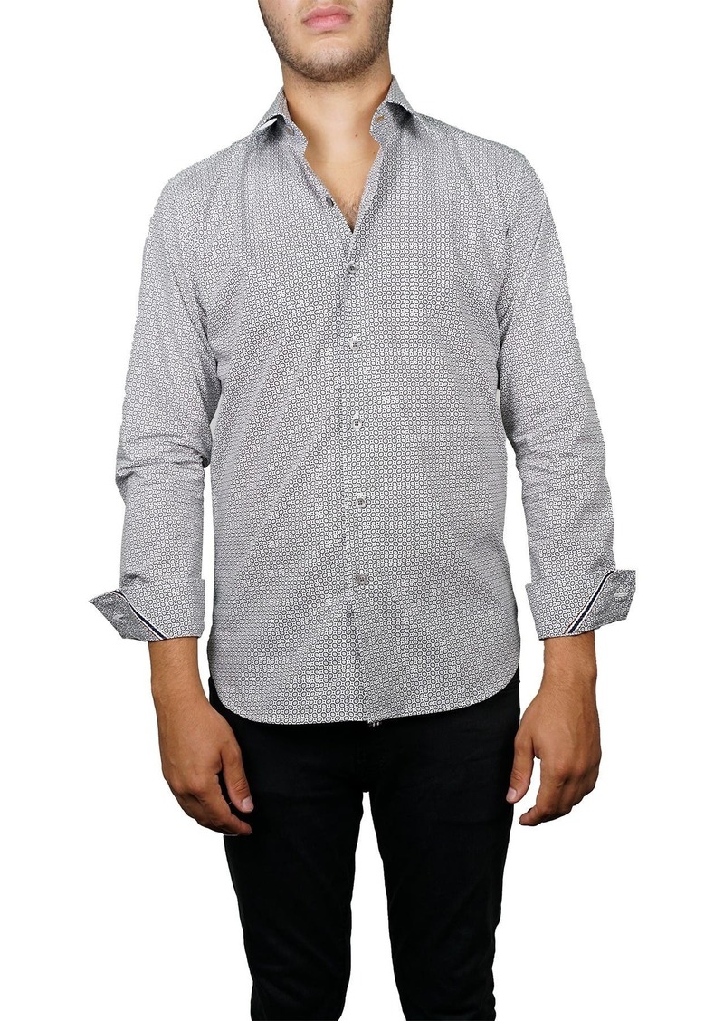Zanella Jacquard Print Long Sleeve Tailored Fit Shirt in Grey at Nordstrom Rack