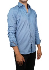 Zanella Milano Tailored Fit Jacquard Button-Up Shirt in Black at Nordstrom Rack