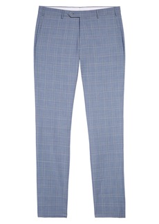 Zanella Parker Flat Front Plaid Wool Trousers in Blue at Nordstrom