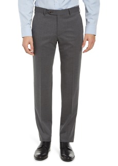 Zanella Parker Flat Front Wool Trousers in Mid Grey at Nordstrom