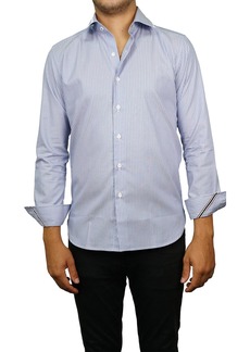 Zanella Tailored Fit Pinstripe Button-Up Shirt in Blue at Nordstrom Rack