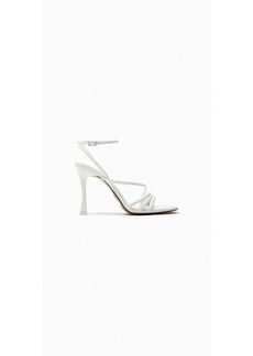 Zara Crossed Strap Heel Sandal White 2337/110/001 Women's