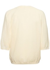 Zegna 3/4 Sleeve Wool Crewneck Sweater