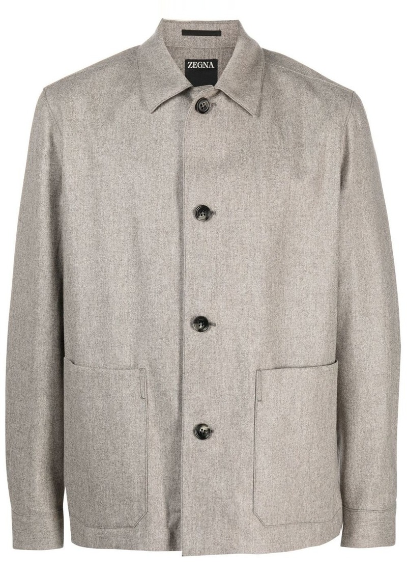 Zegna button-fastening wool shirt jacket