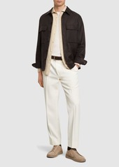 Zegna Cotton & Wool Pleated Pants