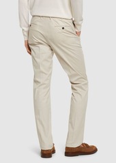 Zegna Cotton Flat Front Slim Pants