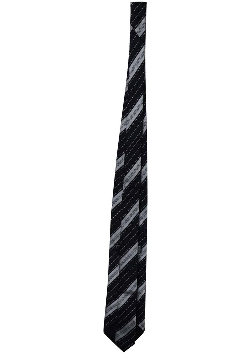 Ermenegildo Zegna Striped Necktie in Navy Blue Silk