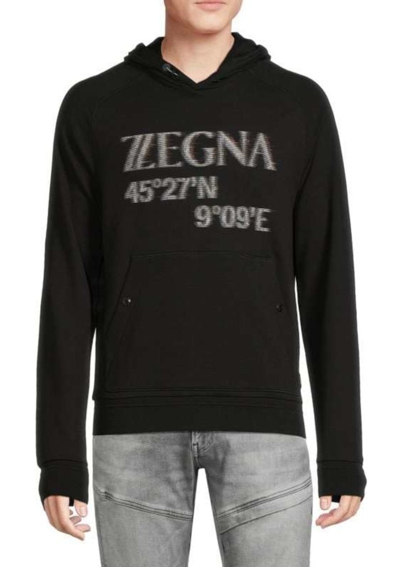 Zegna Logo Coordinates Pullover Hoodie