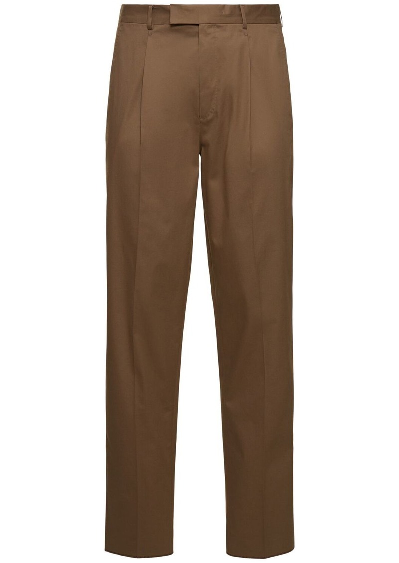 Zegna Single Pleat Premium Cotton Blend Pants