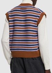 Zegna Striped Cashmere & Wool V Neck Vest