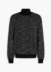 Zegna - Mélange jacquard-knit cashmere and silk-blend turtleneck sweater - Black - IT 54