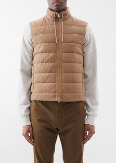 Zegna - Oasi Drawstring-collar Quilted Down Gilet - Mens - Beige