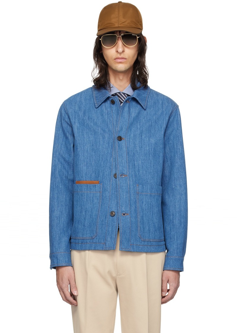 ZEGNA Blue Buttoned Denim Jacket