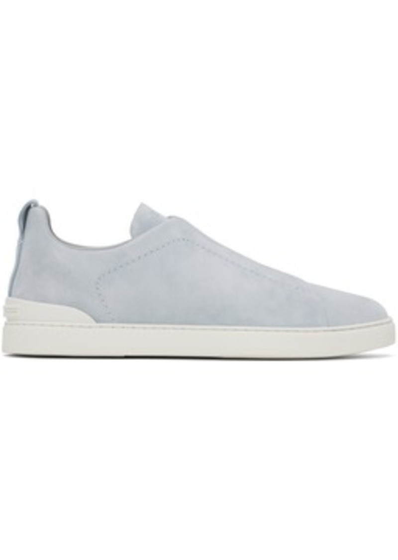 ZEGNA Blue Triple Stitch Sneakers