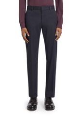 ZEGNA Flat Front Stretch Cotton Gabardine Trousers