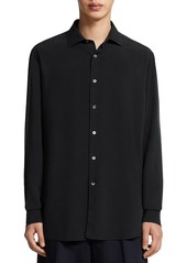 Zegna Garment Dyed Pure Silk Long Sleeve Shirt