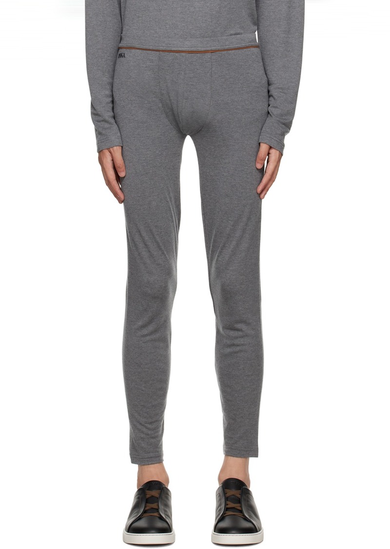 ZEGNA Gray Embroidered Lounge Pants