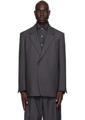 ZEGNA Gray Notched Lapel Blazer