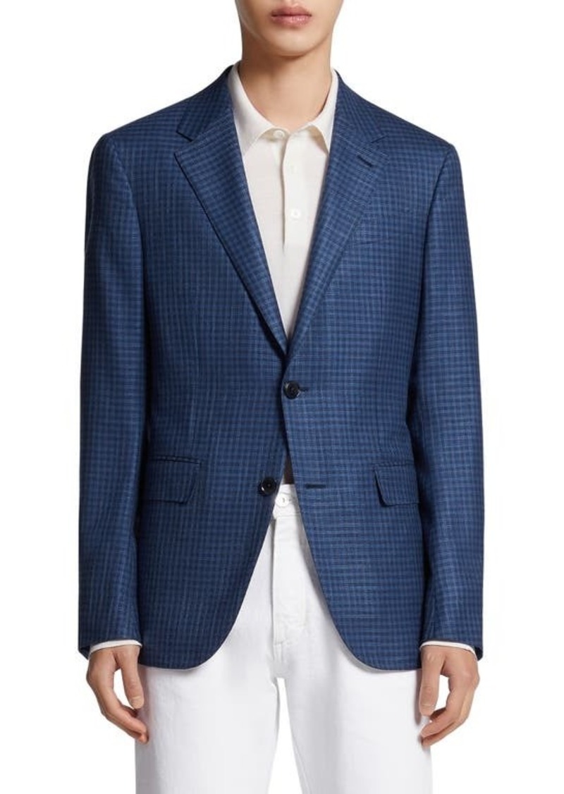 ZEGNA High Blue Check Wool & Silk Sport Coat at Nordstrom