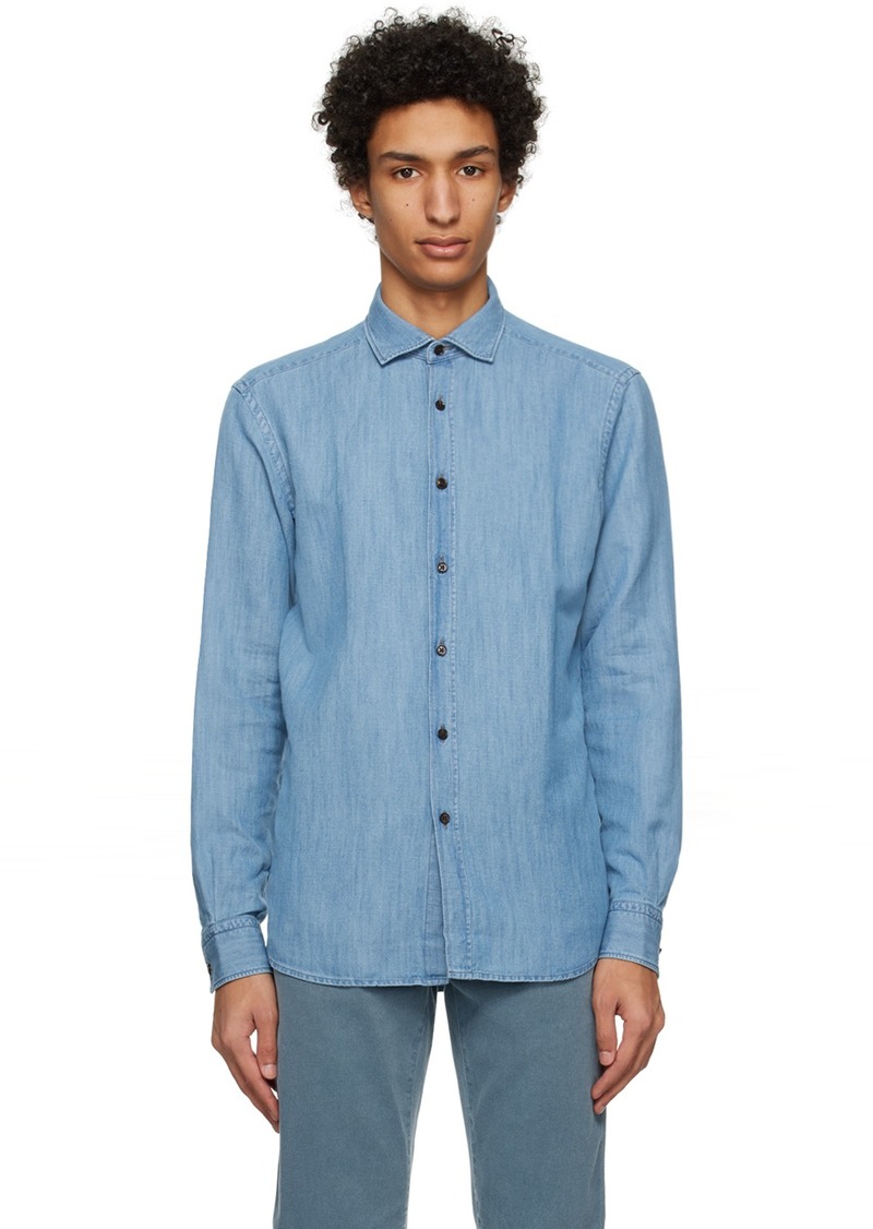 ZEGNA Indigo Button-Down Shirt