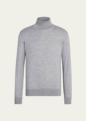 ZEGNA Men's Cashmere-Silk Casheta Light Turtleneck Sweater
