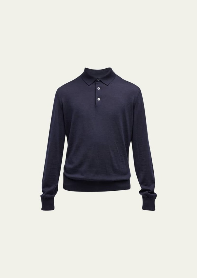 ZEGNA Men's Cashmere-Silk Polo Shirt