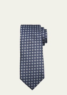 ZEGNA Men's Geometric Floral Silk Tie